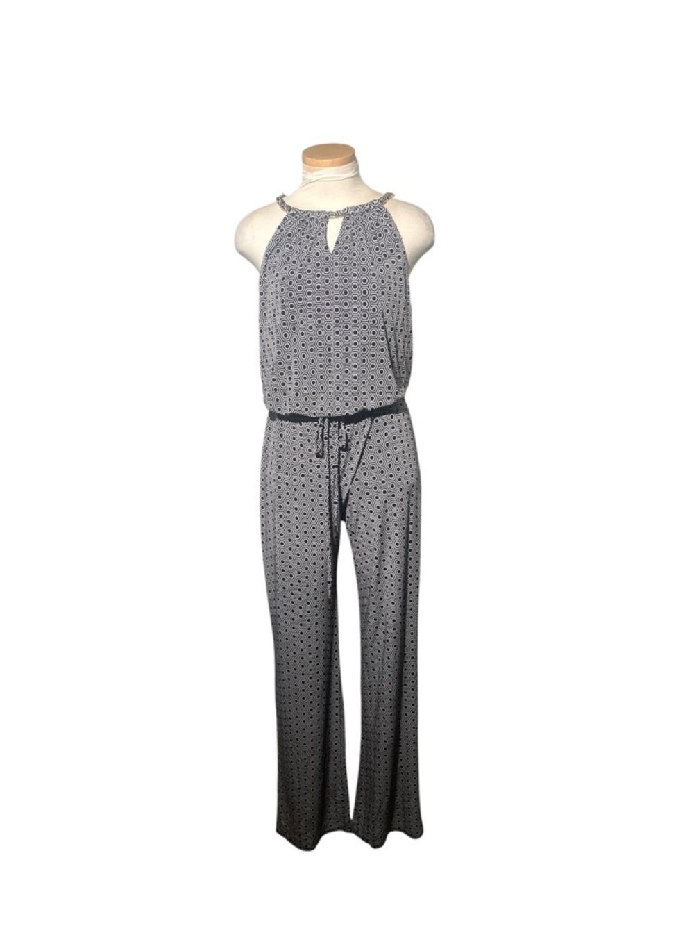 Laundry By Shelli Segal Gray Geometric Pattern Halter Jumpsuit Size 6
